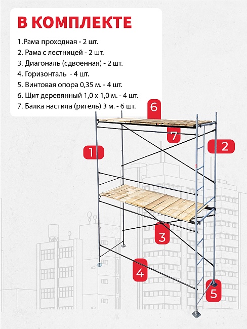 Леса строительные рамные ЛРСП 30 комплект 3x4 м фото 5