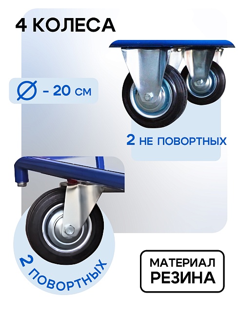 Платформенная тележка Промышленник 1800х800 сетчатая ПС-8.18 200 мм фото 4