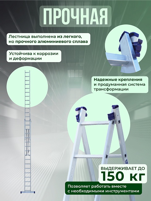 Лестница двухсекционная Alumet Ал 6216 фото 3