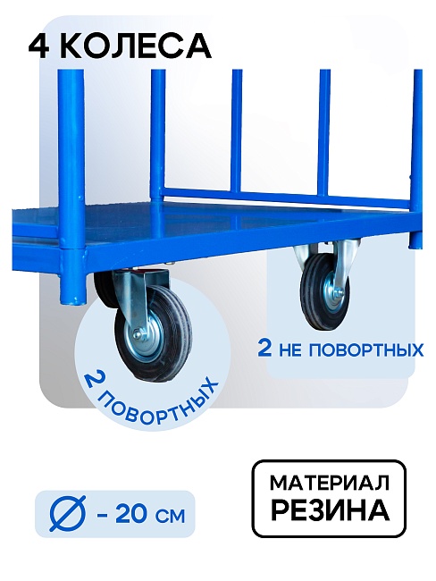 Платформенная тележка Промышленник 1400х800 ПД-8.14 200 мм с двумя ручками фото 4
