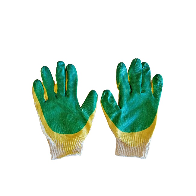 Перчатки рабочие  Промышленник строительные с двойным латексным обливом, зеленые фото 1