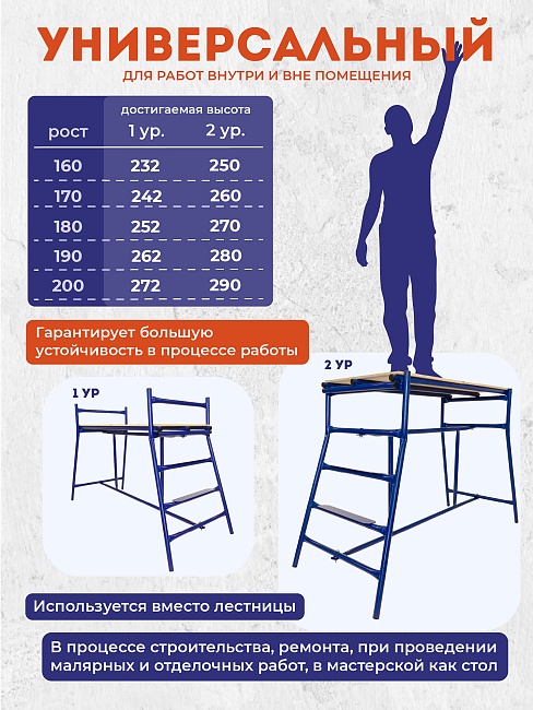 Столик малярный Промышленник складной двухуровневый H90 фото 3