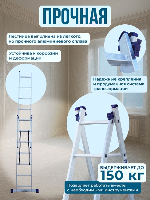 Лестница двухсекционная Alumet Ал 5207 фото 3