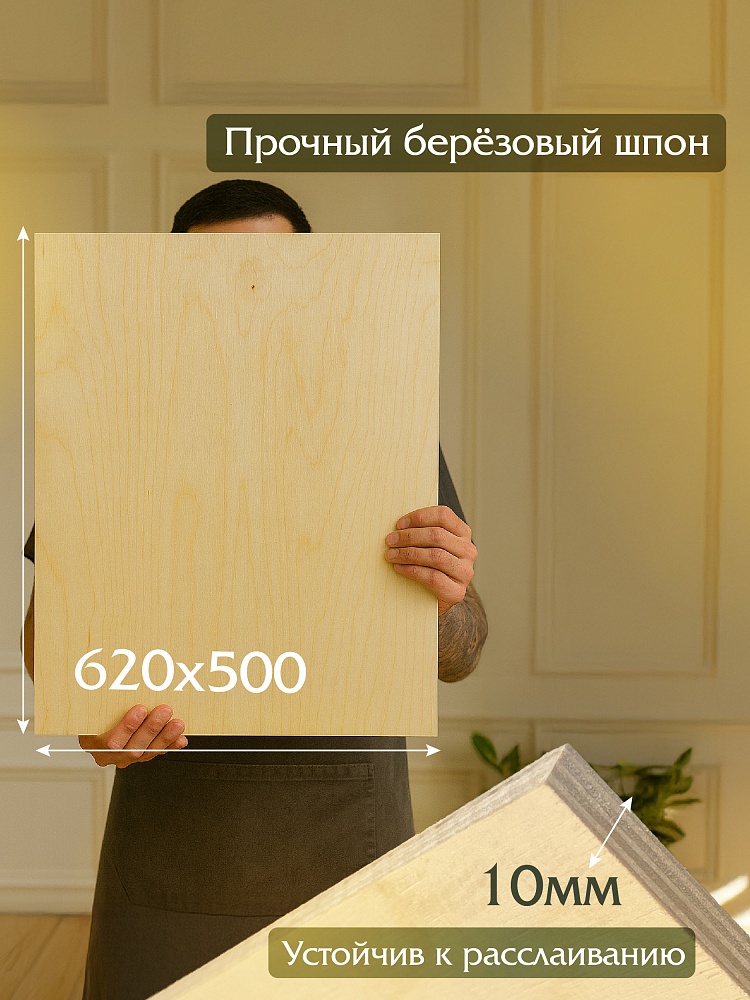 Фанера Промышленник 620х500х10мм, береза, упаковка 1 шт фото 2