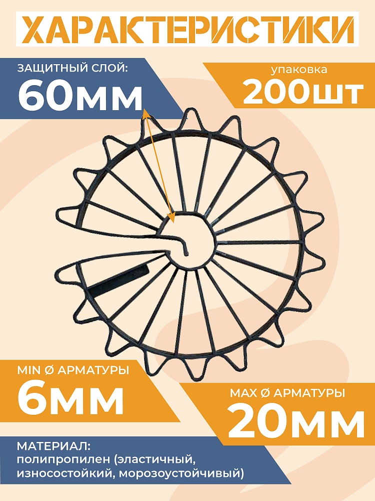 Фиксатор арматуры Промышленник звездочка 60 упаковка 200 шт. фото 2