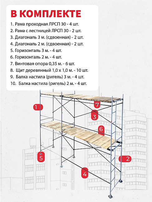 Леса строительные рамные ЛРСП 30 комплект 5x4 м фото 5