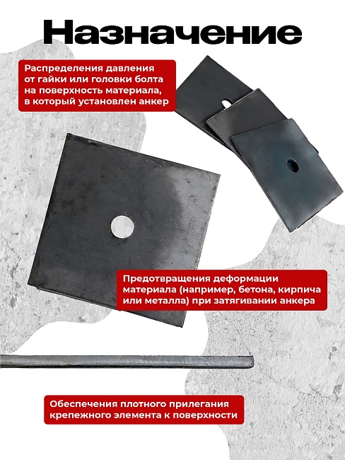 Шайба под анкер Промышленник 140х140 мм фото 2