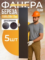 Купить Фанера ламинированная TeaM 1500х290х12мм, береза, упаковка 5 шт