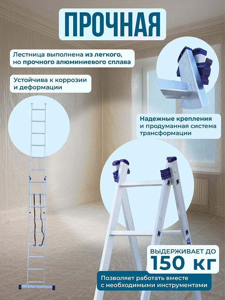 Лестница двухсекционная Alumet Ал 5209 фото 3