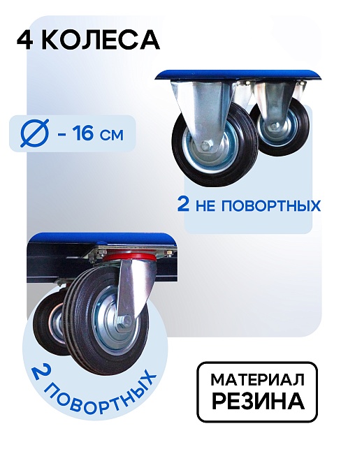 Платформенная тележка Промышленник 1200х800 ПБМ-8.12 160 мм с бортиком фото 4