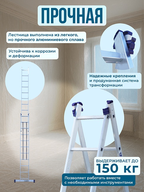 Лестница двухсекционная Alumet Ал 5211 фото 3