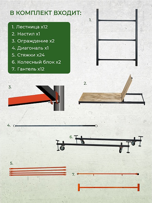 Вышка-тура TeaM ВСП 0.7х1.6, 7.6 м фото 2
